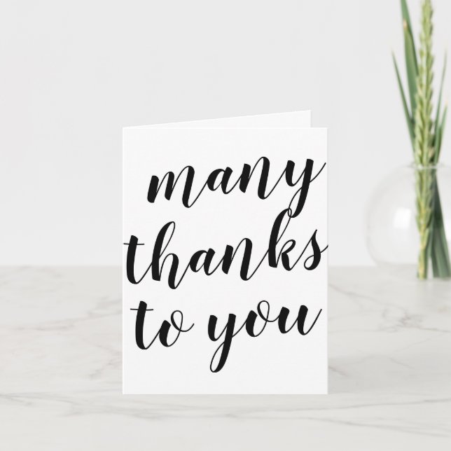 Carte De Remerciements Style calligraphie noir et blanc (Devant)