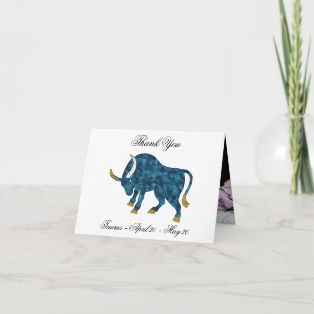 Carte De Remerciements Style de peinture impressionniste bleu Taurus avec (Devant)