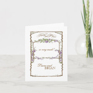 Carte De Remerciements Style lettre presse Treillis vintage Faux Bois Vio