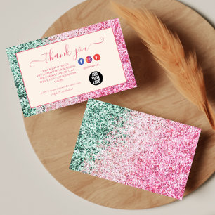 Carte De Remerciements Style Minimaliste Paillettes Roses