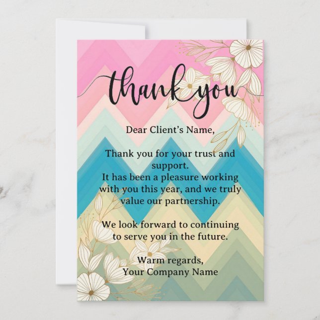 Carte De Remerciements Style Pastel Floral Petite Entreprise Appréciation (Devant)
