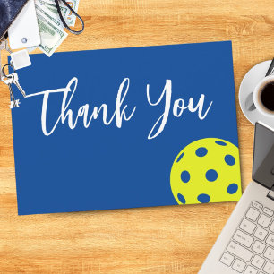 Carte De Remerciements Style Rétro Néon Bleu Thème Pickleball Anniversair