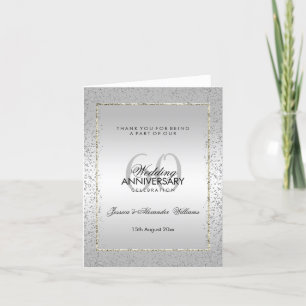 Carte De Remerciements Stylish Argent Confettis 60ème Mariage Remerciemen
