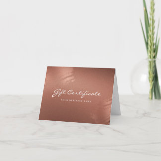 Carte De Remerciements Stylish Bronze Business Gift Certificate Card
