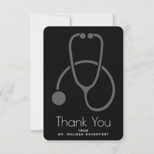 Carte De Remerciements Stylish Grey Stethoscope Illustration Graduation