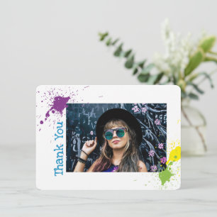Carte De Remerciements Stylish Peinture Artistique Spatter Grad Photo Car