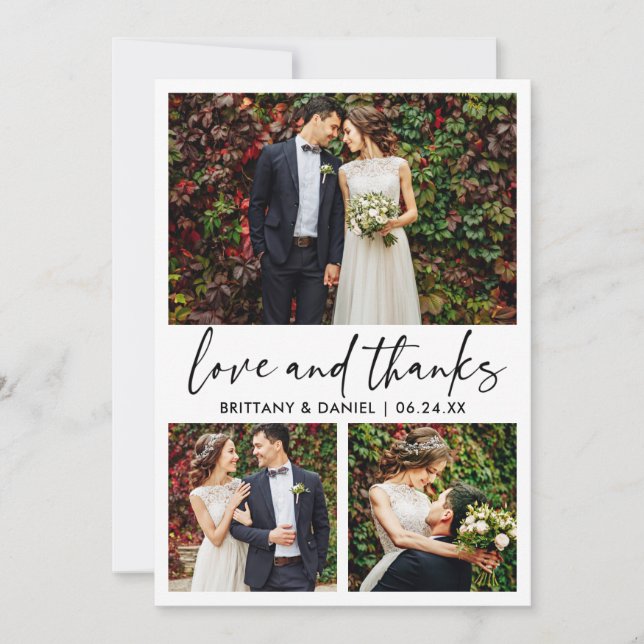 Carte De Remerciements Stylo d'encre de calligraphie moderne 3 Mariage ph (Devant)