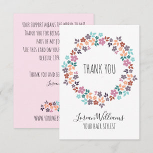 Carte De Remerciements Stylo Pastel Floral Hair Style Flower Wreath