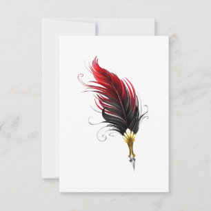 Carte De Remerciements Stylo rouge en plumes avec nib or