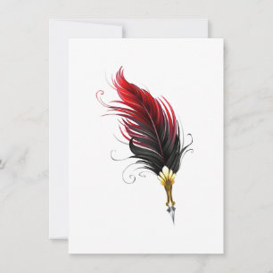 Carte De Remerciements Stylo rouge en plumes avec nib or