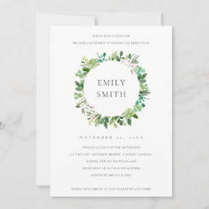 CARTE DE REMERCIEMENTS SUCCULENT WREATT FOLIAGE BRUNCH & BUBBLY INVITATIO
