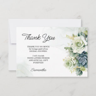 Carte De Remerciements Succulents, rose et Fête des mariées verdoyante
