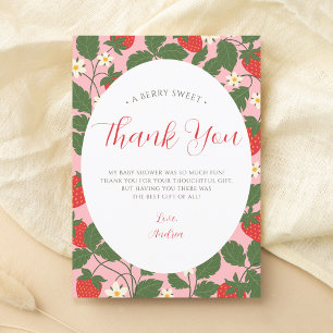 Carte De Remerciements Sucre fraise florale vigne rose Baby shower fille