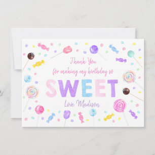 Carte De Remerciements Sucrerie Bonbons Lollipop Anniversaire