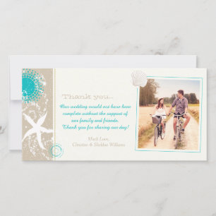 Carte De Remerciements Summer Beach Wedding Celebration Photo Thank You