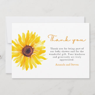 Carte De Remerciements Sunflower Baby Shower Thank You Card