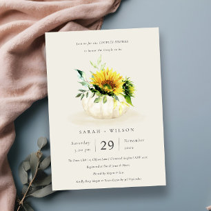 Carte De Remerciements Sunflower Citrouille Floral Couples Douche Invitat