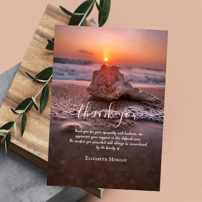 Carte De Remerciements Sunset Beach Seashell Photo Fête De La Vie (Créateur téléchargé)