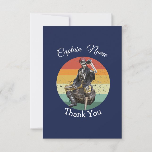 Carte De Remerciements Sunset Rum Skeleton Pirate Party (Devant)