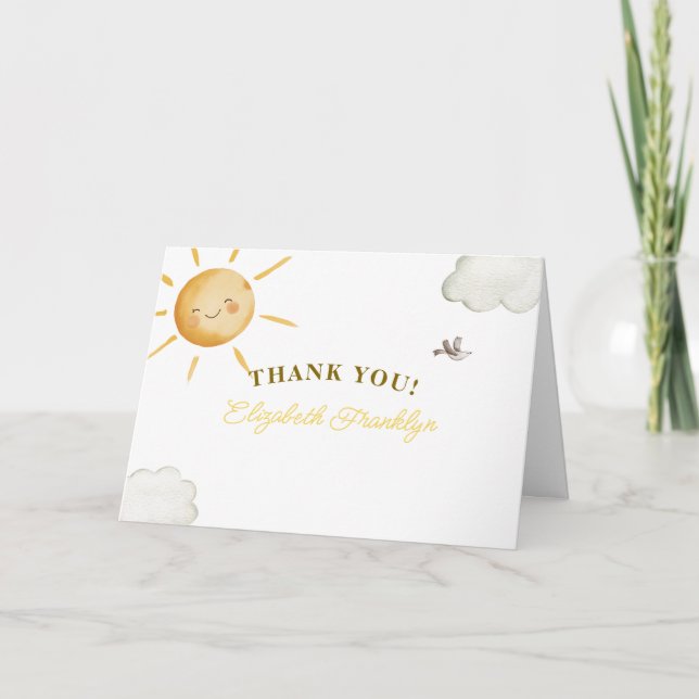 Carte De Remerciements Sunshine Boho Sun Baby shower (Devant)