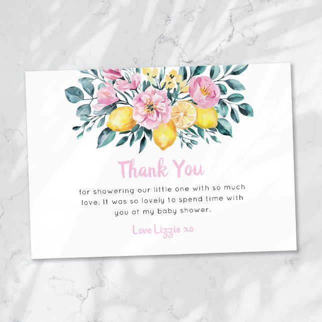 Carte De Remerciements Sunshine Fun et Lemonade Floral Baby shower (Créateur téléchargé)