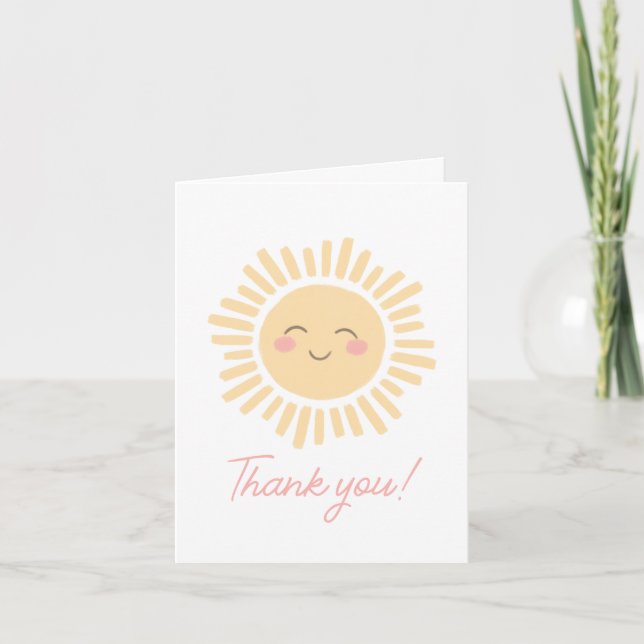 Carte De Remerciements Sunshine Sun Girl fête d'anniversaire (Devant)