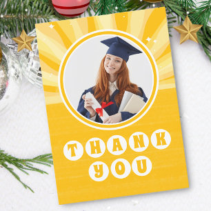 Carte De Remerciements Sunshine Yellow Photo Graduation