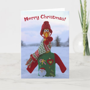 Carte De Remerciements Super Cool Poulet En Doudou De Noël Vilain Carte!