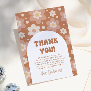 Carte De Remerciements Super One Boho Daisy Retro 1er anniversaire fête