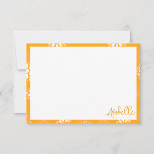 Carte De Remerciements Super Orange Daisy Fleur Rétro Nom Floral