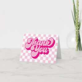 Carte De Remerciements Super Retro rose et blanc chèque 1er anniversaire