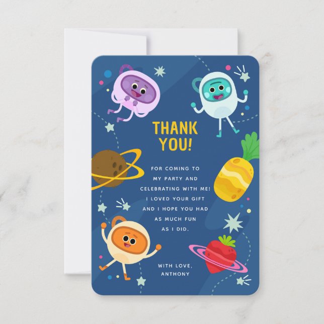 Carte De Remerciements Super Simple | Bumble Numbs Espace Anniversaire (Devant)