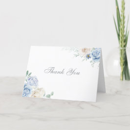 Carte De Remerciements Superbe Botanique Blanc & Bleu Floral Mariage