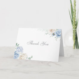 Carte De Remerciements Superbe Botanique Blanc & Bleu Floral Mariage