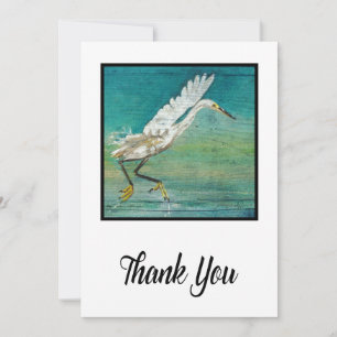Carte De Remerciements Superbe Plage Côtière D'Aigrettes Art Peint