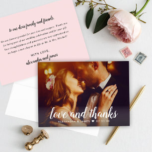 Carte De Remerciements Superposition de texte de Love and Thanks pour pho