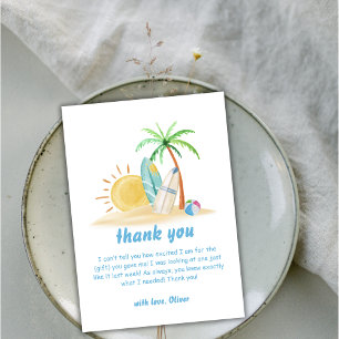 Carte De Remerciements Surbord Sunshine Beach Palm Tree Baby shower