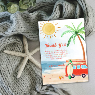 Carte De Remerciements Surf Beach Bébé À Bord Baby shower