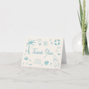 Carte De Remerciements Surf bleu bébé à bord Baby shower