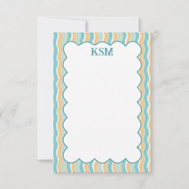 Carte De Remerciements Surf Up Papier Monogramme Personnalisé (Devant)