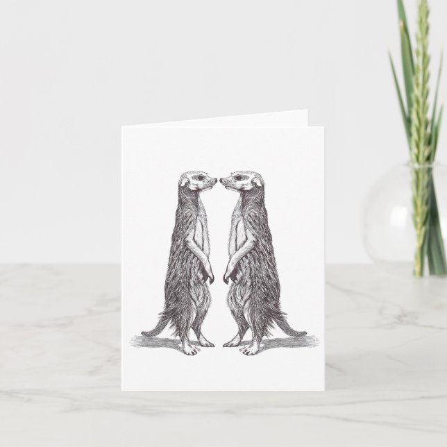 CARTE DE REMERCIEMENTS SURICATA LOVE. MEERKAT LOVE.  (Devant)