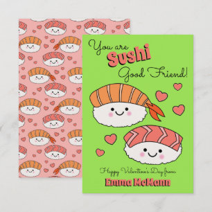 Carte De Remerciements Sushi Friendship Kids Classroom Valentine Cards