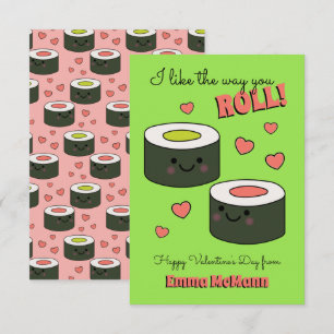 Carte De Remerciements Sushi Friendship Kids Classroom Valentine Cards