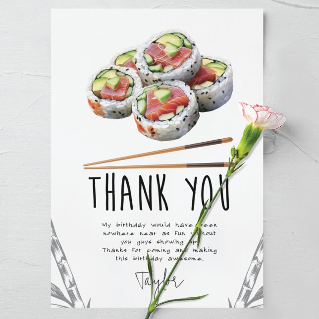 Carte De Remerciements Sushi Moderne Adulte Anniversaire (Créateur téléchargé)