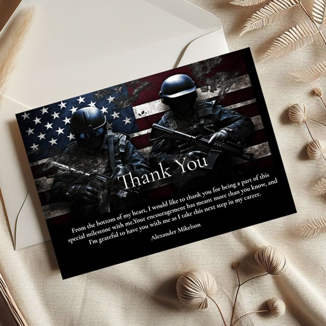 Carte De Remerciements SWAT Team American Flag Graduation (Créateur téléchargé)