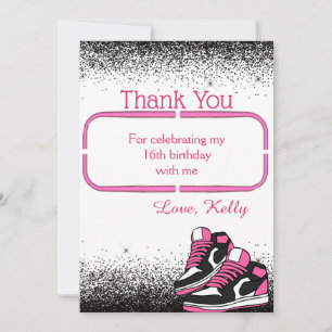 Carte De Remerciements Sweet 16 Basket Anniversaire, Parties scintillant