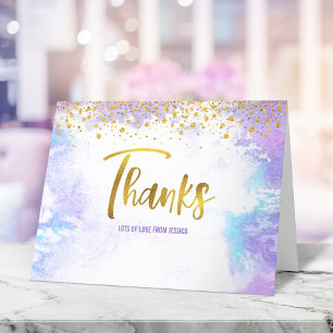 Carte De Remerciements Sweet 16 Purple Aquarelle Or Fille Anniversaire
