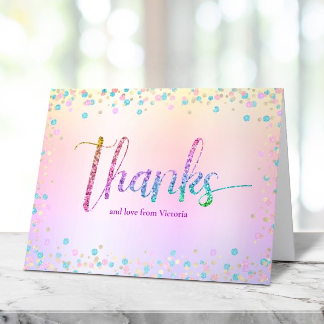 Carte De Remerciements Sweet 16 Rainbow Parties scintillant Ombre Foil An (Créateur téléchargé)
