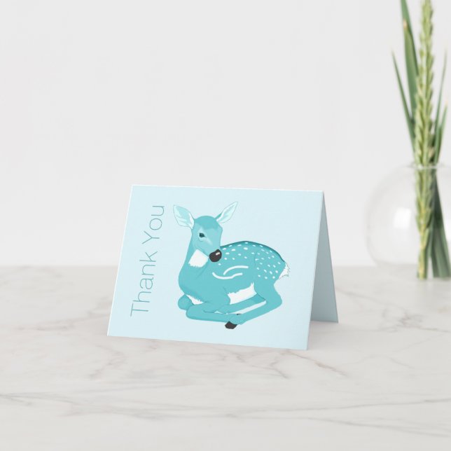 Carte De Remerciements Sweet Aqua Fawn Baby Thank You (Devant)
