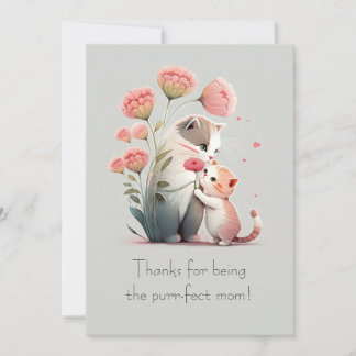 Carte De Remerciements Sweet Cat Maman et Kitten